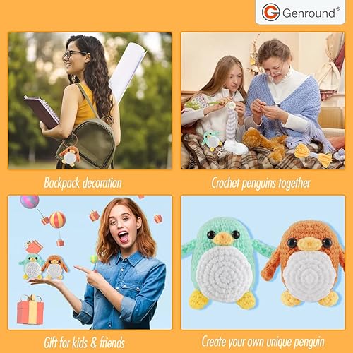 Miniatura 5 de Genround Kit de ganchillo para principiantes de 2 piezas con hilo artesanal, kit completo de ganchos de ganchillo para principiantes y adultos, kit