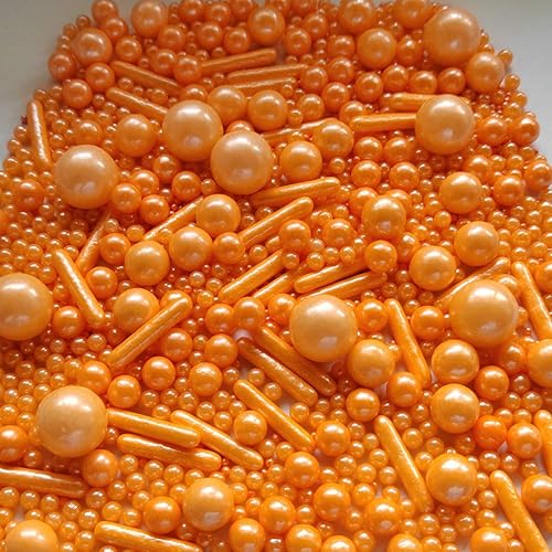 Miniatura 3 de Gránulos comestibles de azúcar de perlas naranjas de tamaño mixto para hornear, decoraciones comestibles para pasteles, decoración de galletas,