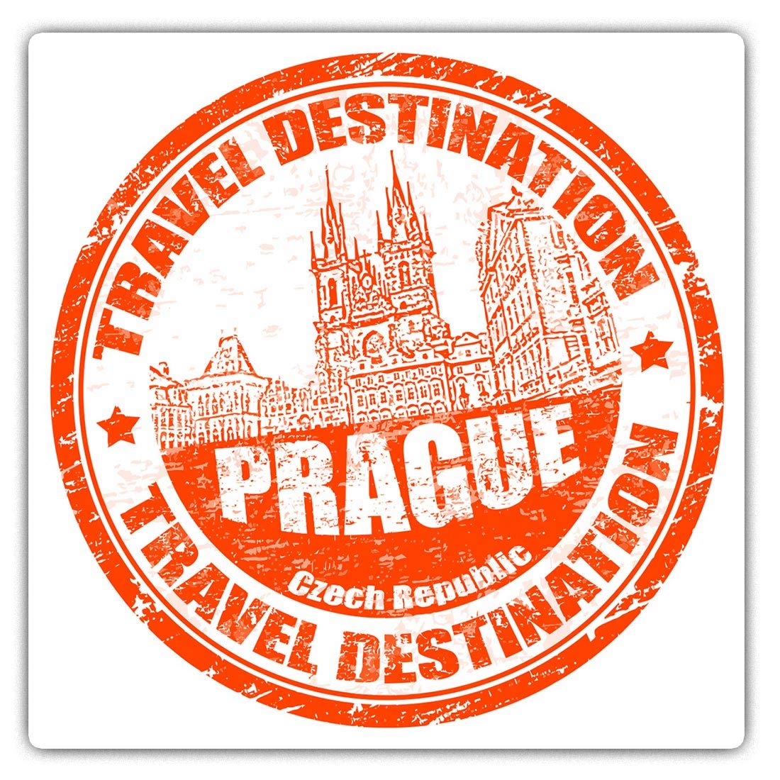 Square Stickers (Set of 2) 10cm - Prague Czech Republic Travel Stamp 5908