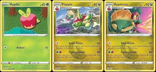 Pokemon Flapple 120/203 & Appletun 121/203 - Cielos evolutivos - Juego de tarjetas coleccionables tipo dragón