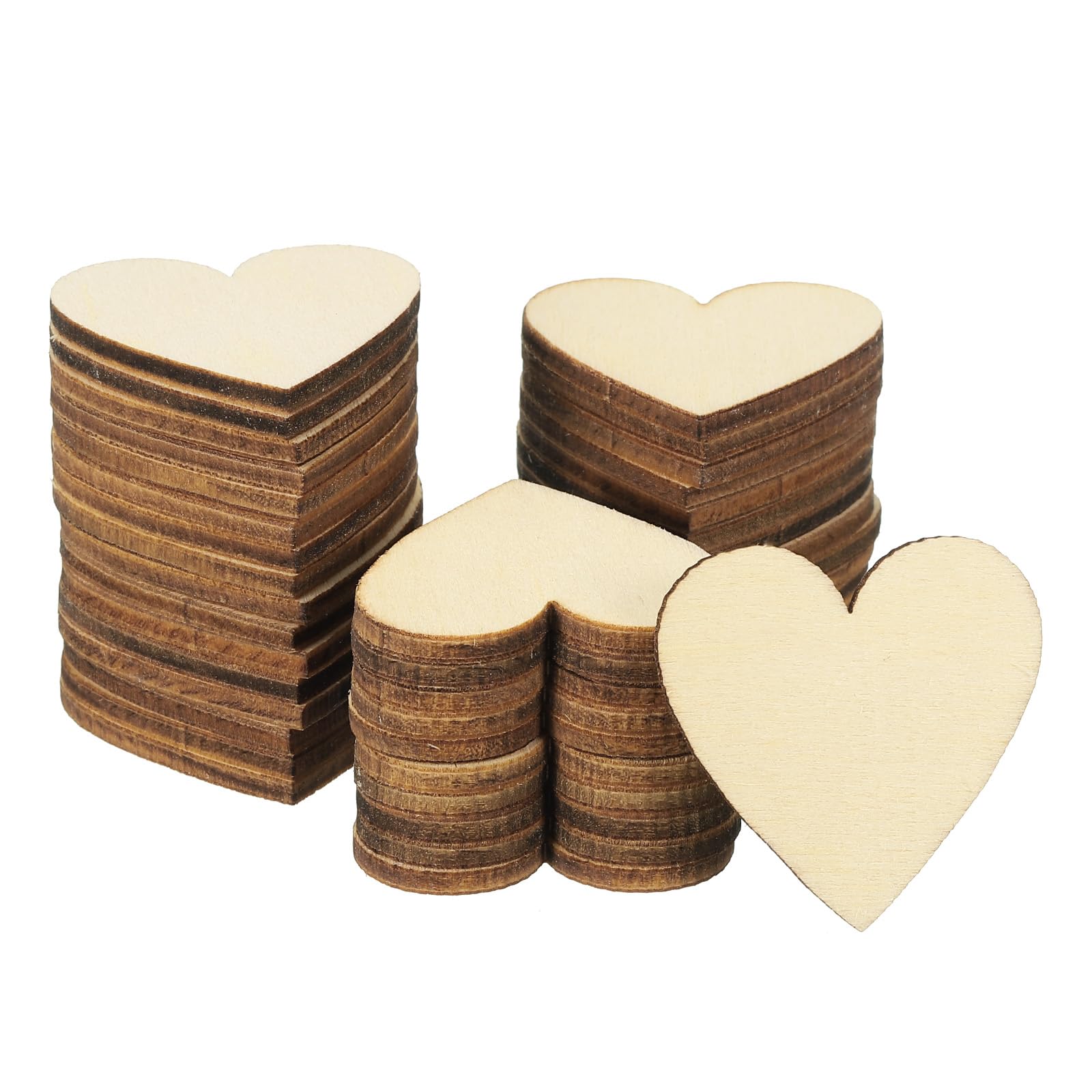 100 Stück Holzherzen 30x30mm – Naturbelassen, Unvollendete Holzausschnitte Für DIY, Basteln & Weihnachtsdekoration