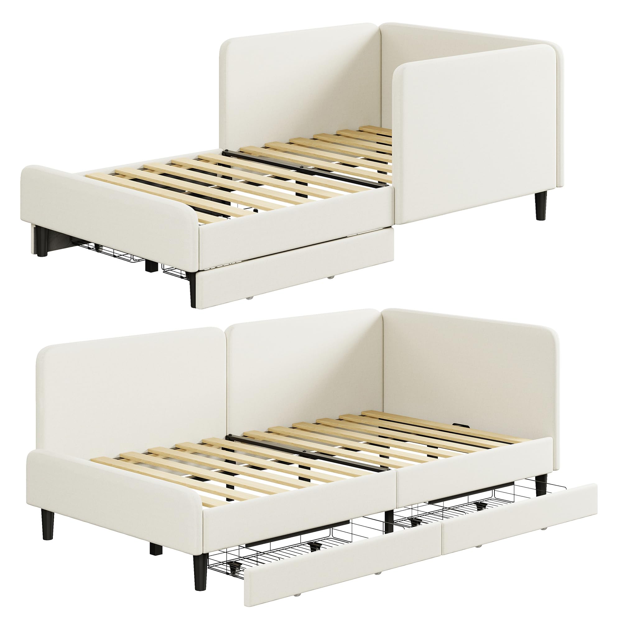 Amazon.com: LIKIMIO Twin Daybed with Headboard, Corner Bed Frame
