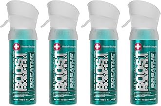 Pocket Size Breathe Menthol-Eucalyptus Aroma 3L Canister | Respiratory Support for Altitude, Performance & Health (4 Pack)