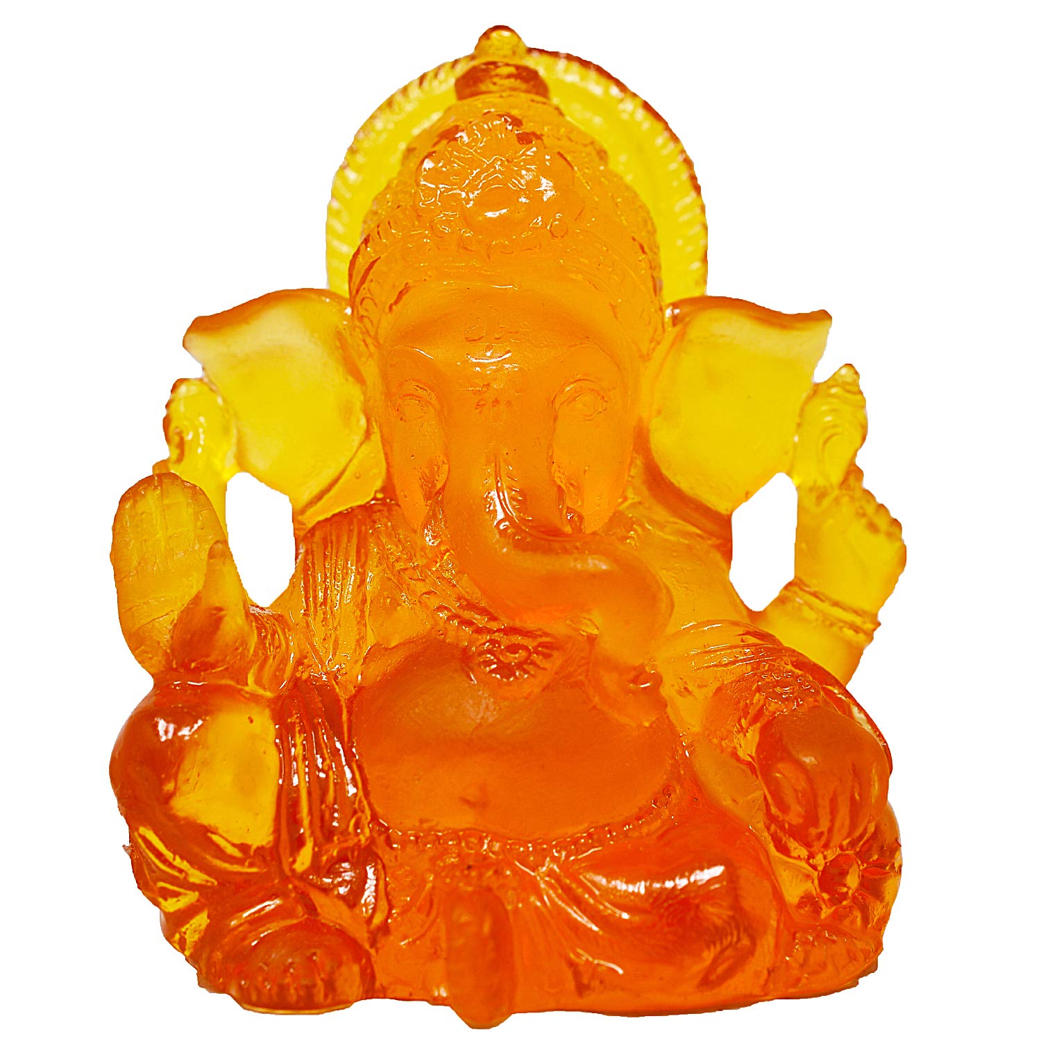 CARATCAFE Ganesh Idol Translucent Colour Ganpati for Car Home Office Decor Indian Gifts { 3" x 2.5" Inch } (Amber)
