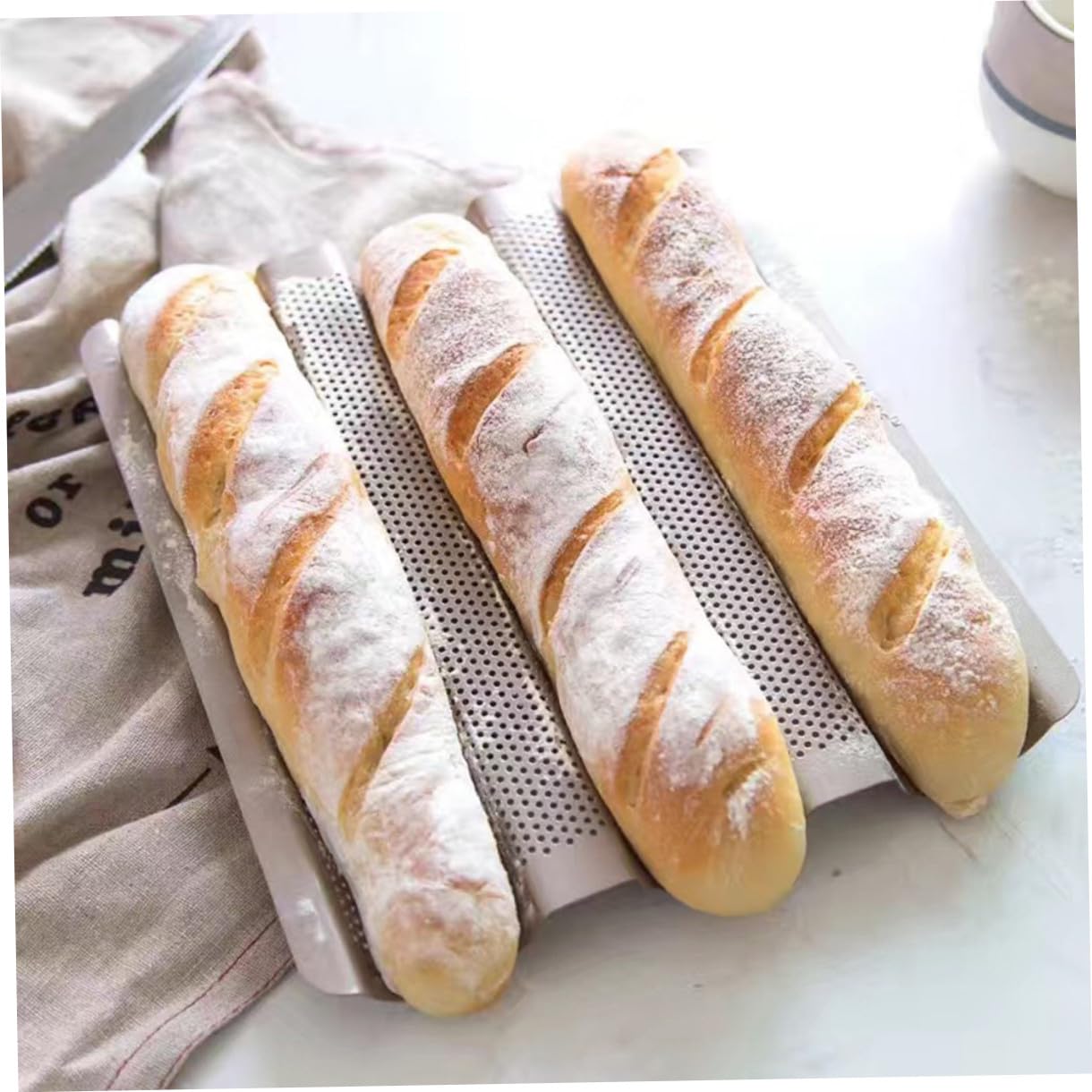 Molde para Hornear Pan Francés Antiadherente de Acero al con Diseño Perforado Bandeja Dorada para Baguettes Pequeño para Horno Doméstico