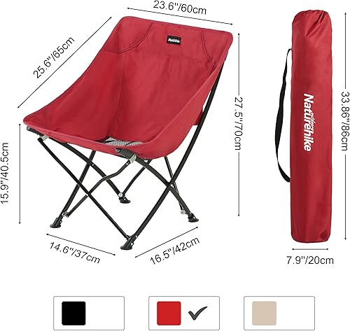 Miniatura 3 de Naturehike Silla plegable de campamento, silla compacta portátil para exteriores, plegable y cómoda, resistente para viajes, picnic, senderismo,
