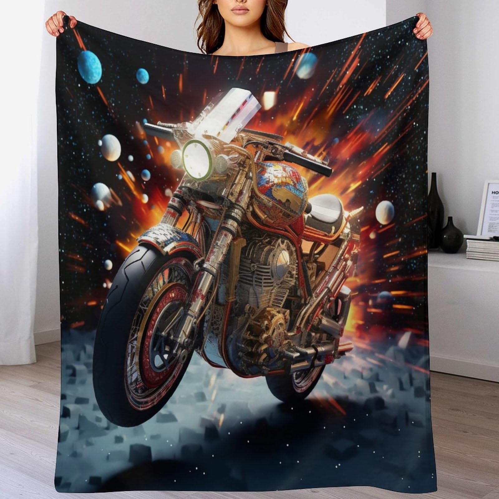 Couverture flannel douce moto fantastique jeté de lit haut de gamme 150x200