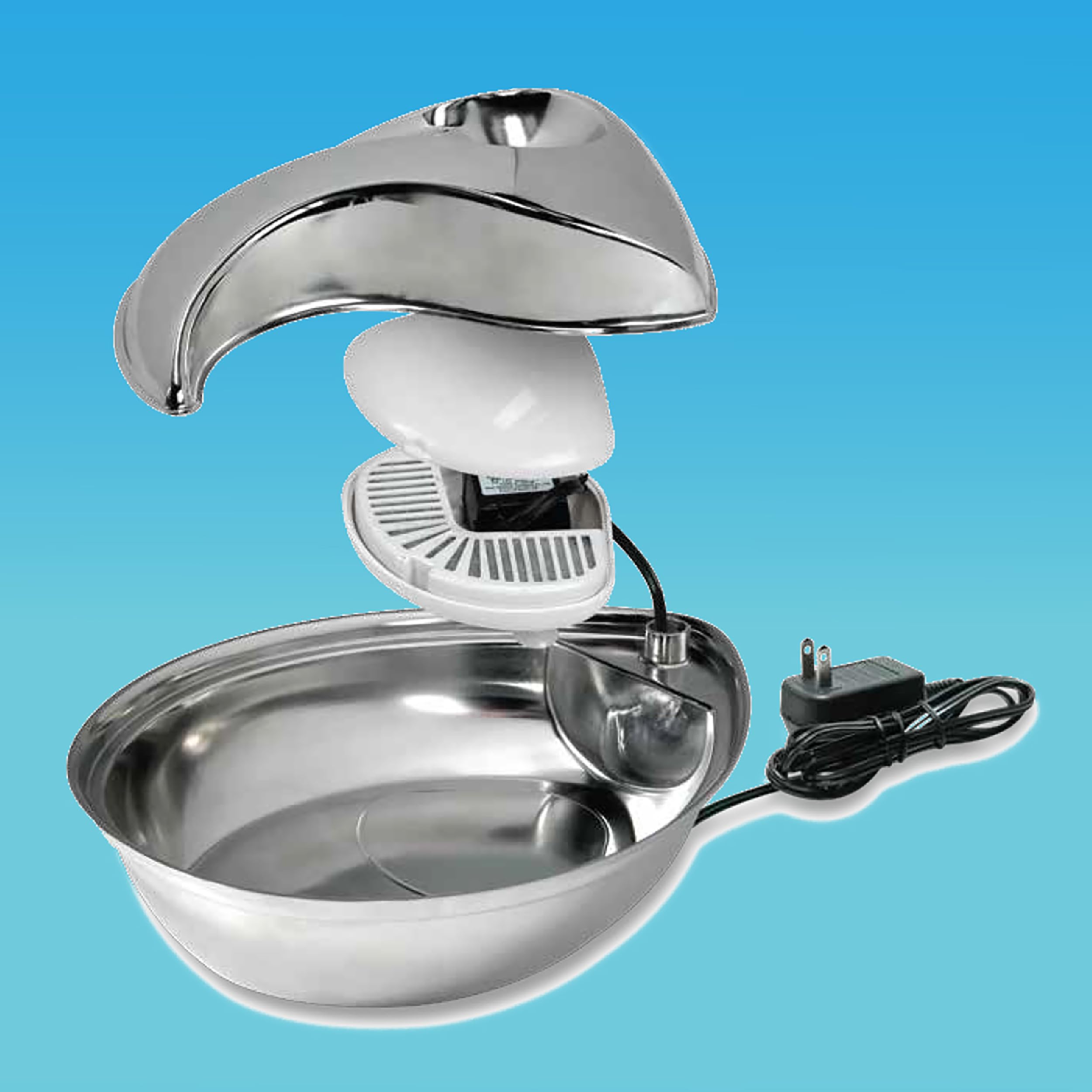 Pioneer - Bebedero para Mascotas con diseño de Gota de Lluvia de Acero Inoxidable | Diseño de acero inoxidable, agua que fluye, fomenta la hidratación, fácil de limpiar, adecuado para gatos y perros