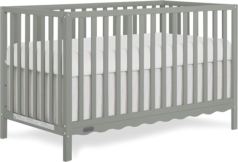 Dream On Me Synergy Wave Cuna convertible 5 en 1 de tamaño completo, pasto marino | Cuna de madera maciza para guardería, altura de 3 colchones, se convierte en cama para niños pequeños, de día y de tamaño completo, verificada por GREENGUARD Gold y BSA