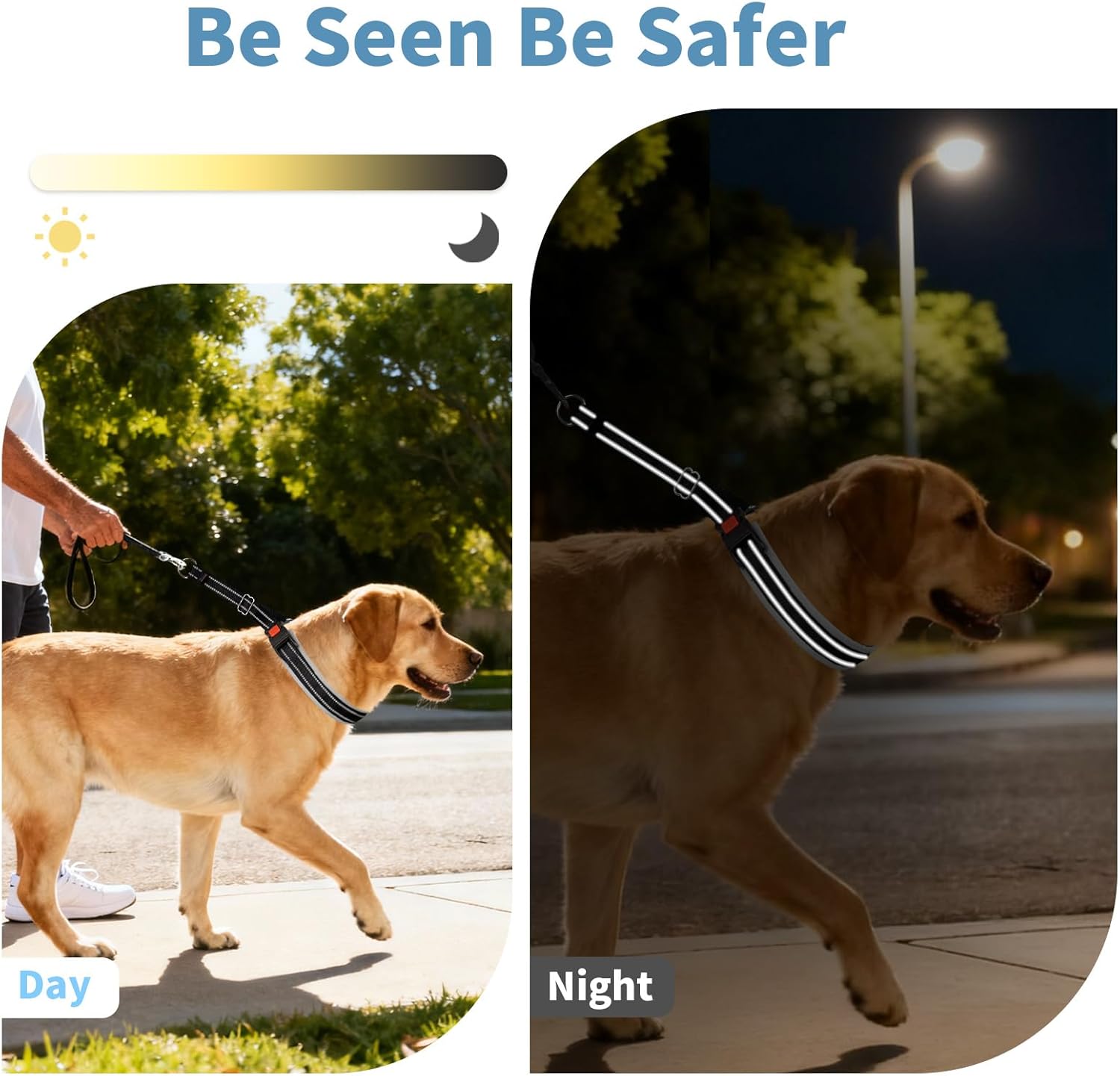 Mayerzon Martingale Dog Collar for Pulling, Patented No Pull Training Walking Collar with Buckle for Medium Large Dogs Bulldog Pitbull German Shepherd, Reflective, Adjustable, Heavy-Duty(M, Black)