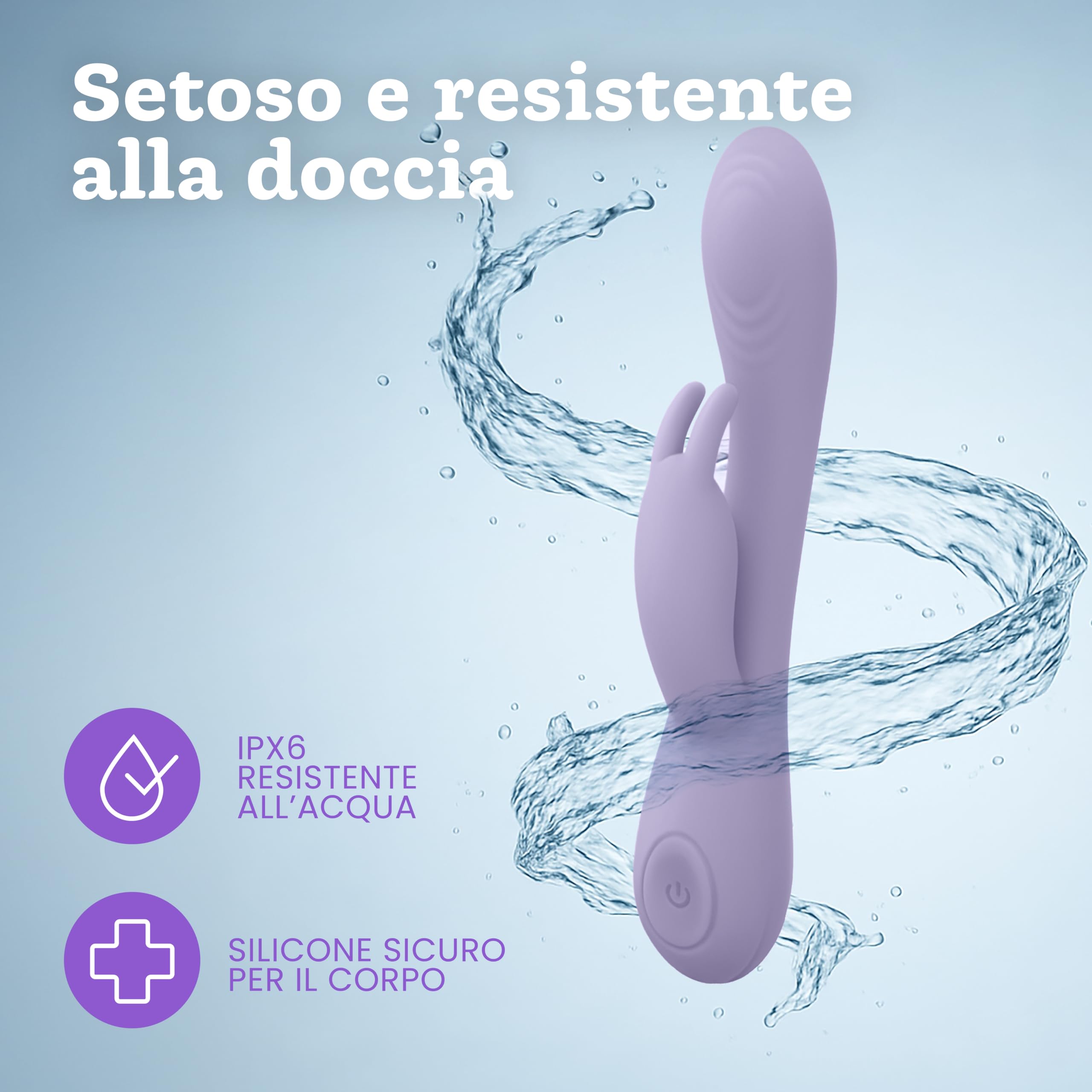 Vibratore Coniglio di Oliver James – 10 Modalità di Vibrazione, Silicone Potente e a Basso Rumore, Resistente all’Acqua, Punto G & Clitoride, Giocattolo Intimo per Donna, Vibratori (lilla pastello)