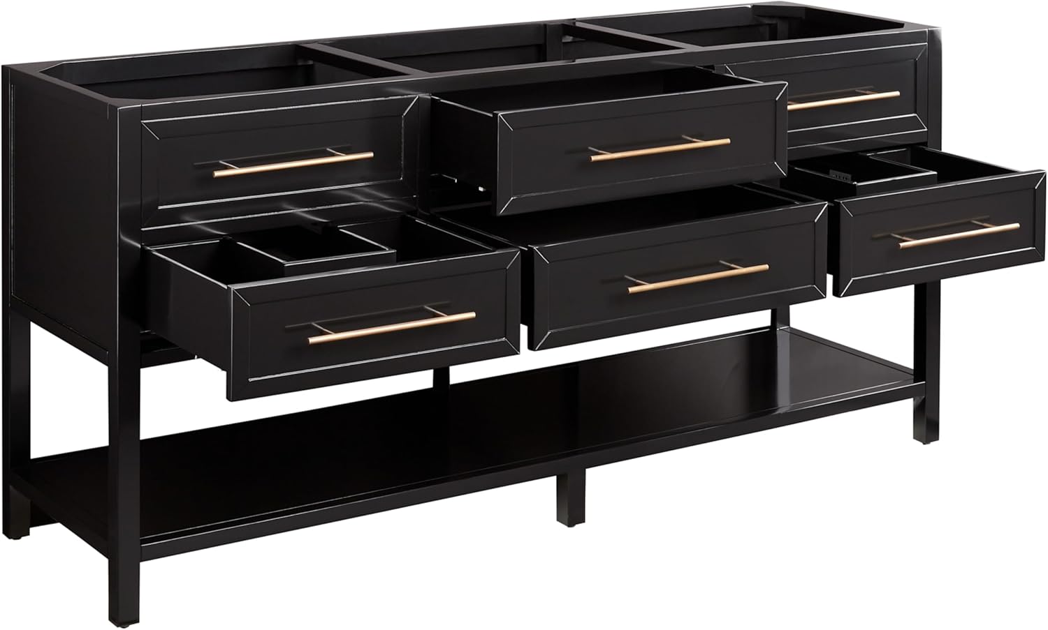 Signature Hardware 459465 Robertson 72" Free Standing Double Vanity Cabinet Set with Mahogany Cabinet, Vanity Top and Rectangular Undermount Sinks - No Faucet Holes