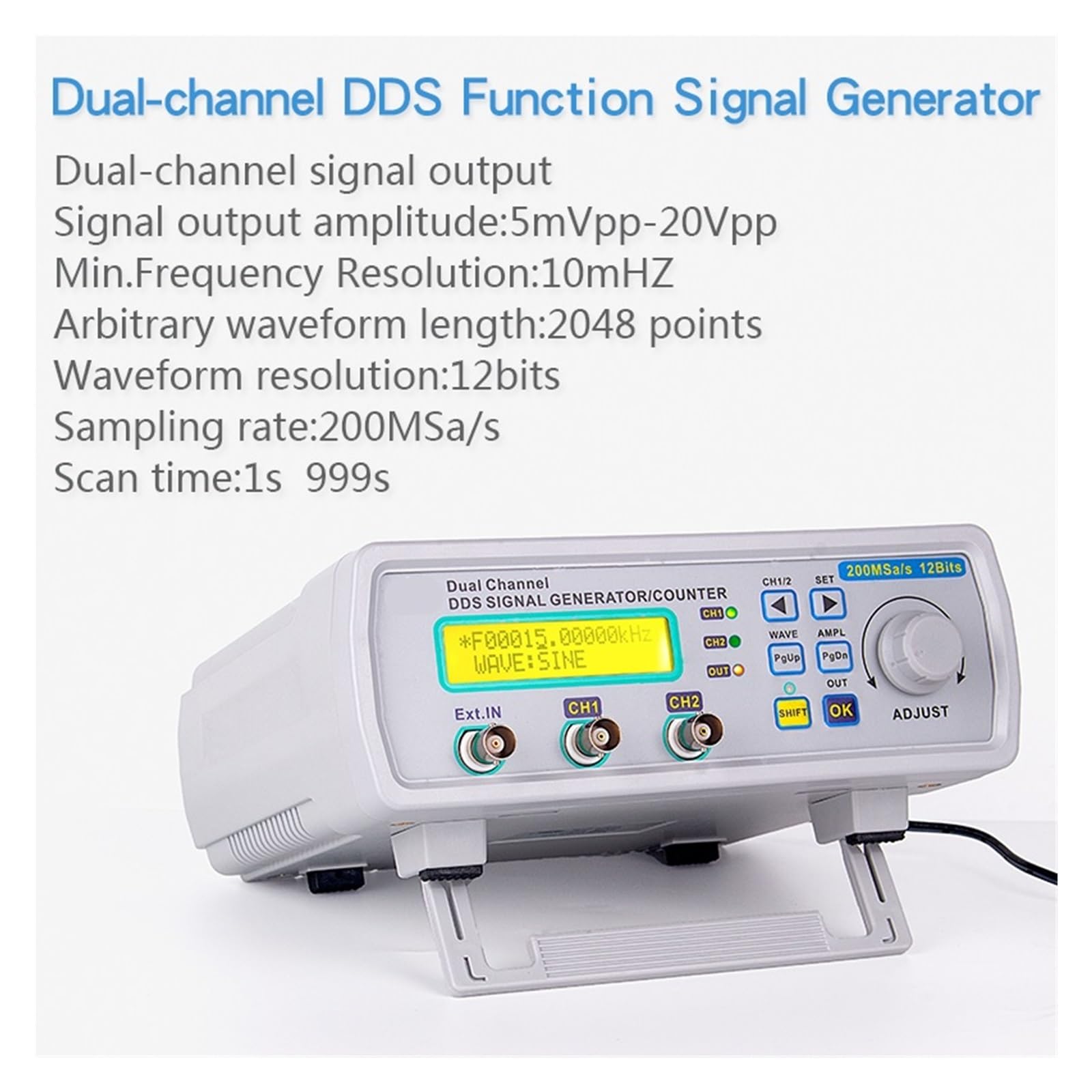 MHS5200 25MH/z 200MSa/s Generatore di segnale DDS digitale a doppio canale FPGA Oscilloscopio a forma d'onda arbitraria