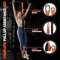 Vista 2 de Pull Up Assistance Bands Set - 4 Heavy Duty Resistance Bands 300lbs, Adjustable Weight/Size with Footrest for Home Gym Strength Training