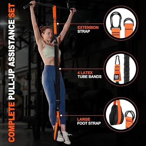 Miniatura 2 de Pull Up Assistance Bands Set - 4 Heavy Duty Resistance Bands 300lbs, Adjustable WeightSize with Footrest for Home Gym Strength Training
