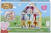 Vista 9 de Peppa Pig Casa de juegos de madera de lujo, 8 habitaciones, incluye 2 figuras divertidas y 29 accesorios, hecha de madera de origen responsable