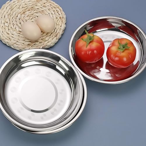 Miniatura 4 de Paquete de 4 platos llanos pequeños de acero inoxidable, platos redondos, 7.6 pulgadas
