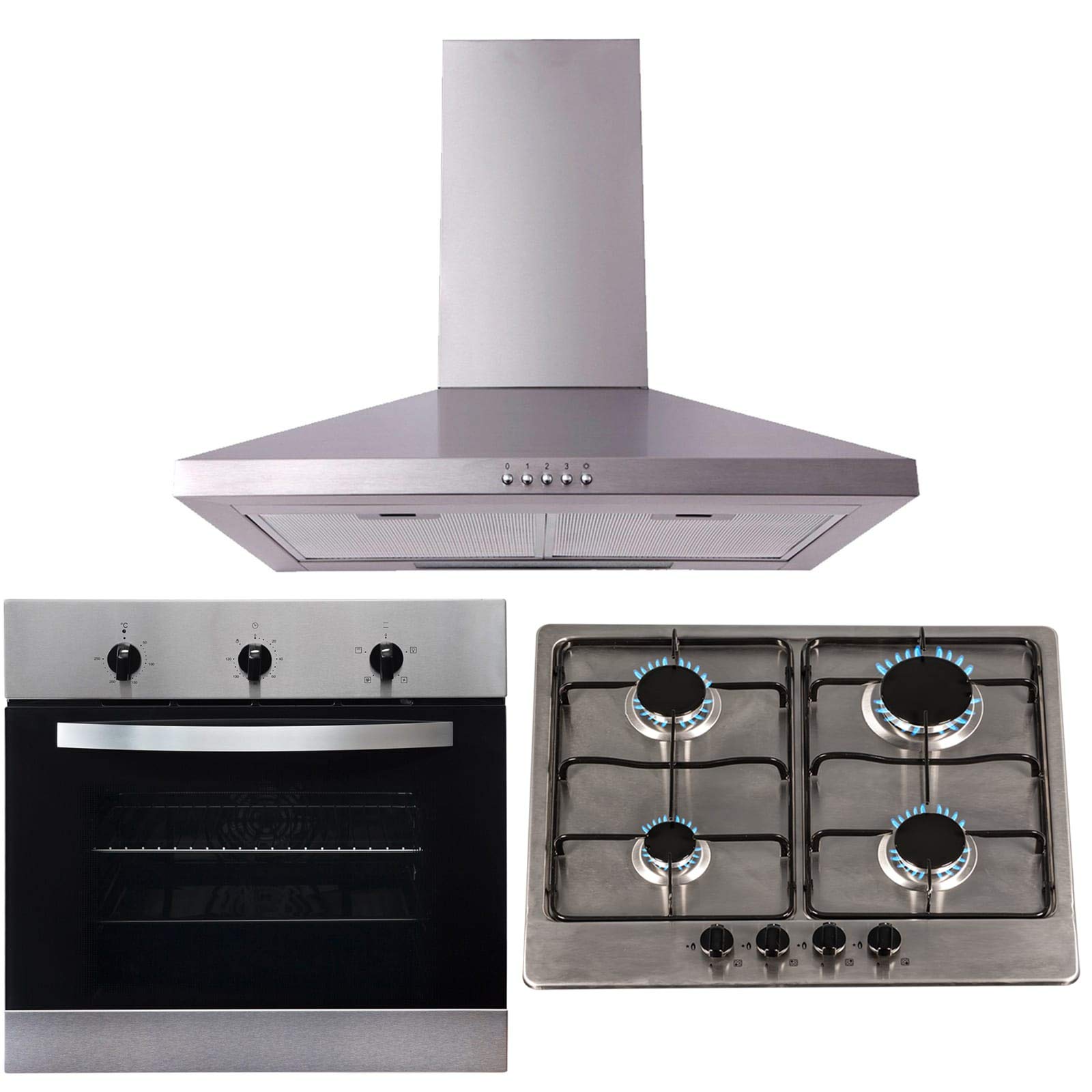 Buy SIA 60cm Single Electric True Fan Oven, 4 Burner Gas Hob & Chimney