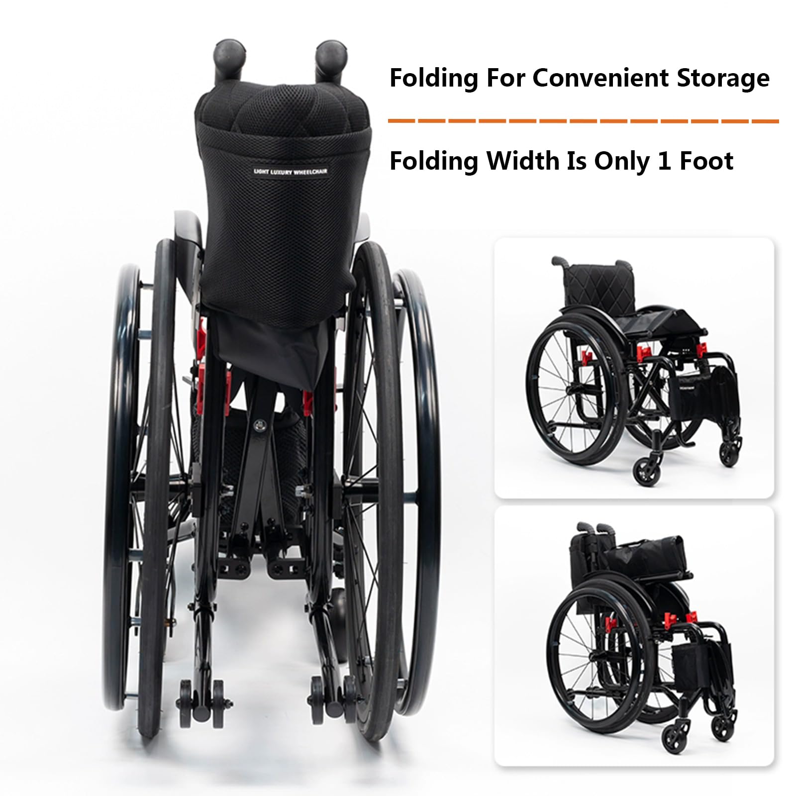 Aluminiowy wózek inwalidzki, składany, samobieżny, sportowy wózek inwalidzki, lekki, dla osób niepełnosprawnych, zapobiegający przewróceniu (42 cm/16,5 siedzenia, srebrny)