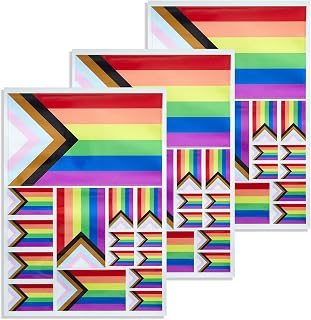 CANTENDO 3 Pack Progress Pride Rainbow Flag Decal - Progress Pride Rainbow Flags Reflective Vinyl Car Stickers - for Car Window Bumper Waterproof Sticker (12 x 8.5 Inch)