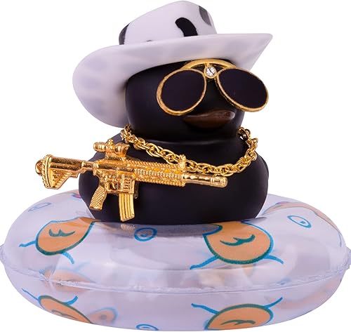 Decoración de tablero de pato de goma para automóvil, adornos coloridos para automóvil con accesorios especiales, mini anillo de natación, gafas de