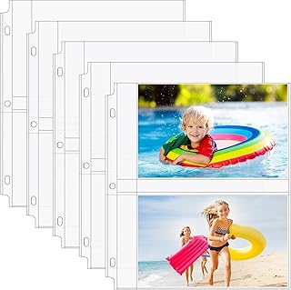 MaxGear 60 Pack Photo Sleeves for 3 Ring Binder 5x7, 240 Photos, Archival Photo Pages Photo Protectors Photo Sheet Protector Refill Pages Protector 8.5 x 11, 2 Pockets Per Page Holds Four 5x7 Pictures