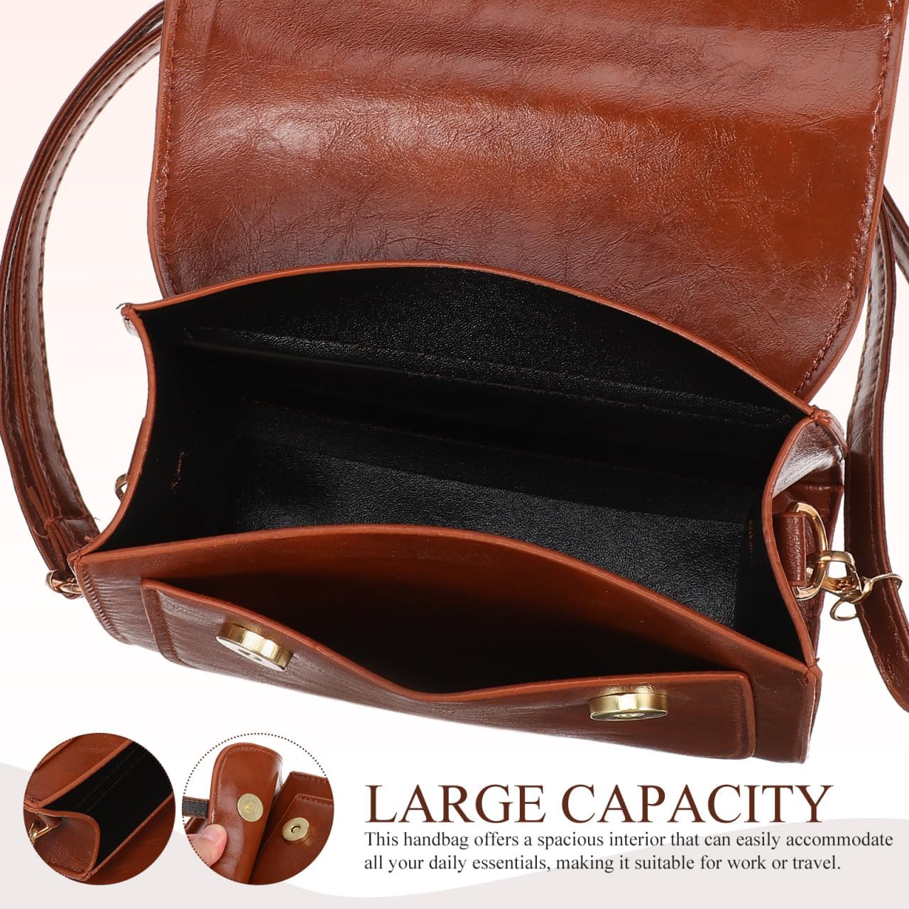 Vintage Small Handbag for Women Pu Leather Crossbody Shoulder Bag with Handle Lightweight Travel Purse for Everyday Use - Image 8