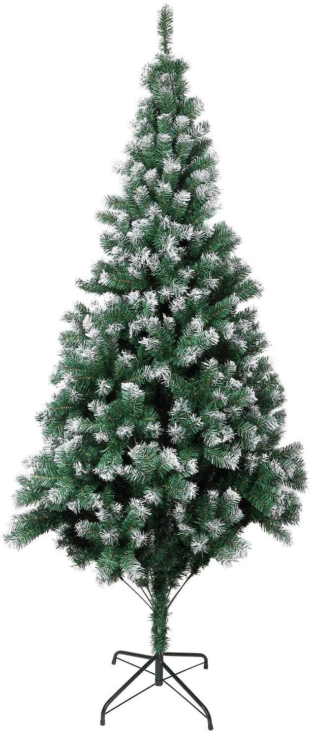 MNV Artificial Christmas Pine Tree And Solid Legs And Snowflakes (Green With White Snow)
