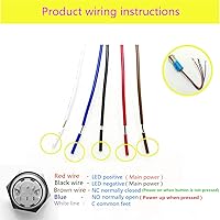 Vista 5 de Interruptor de botón momentáneo de bocina de coche, 12 V, 0.630 in, LED, interruptor de reinicio de encendido/apagado, interruptor de bocina