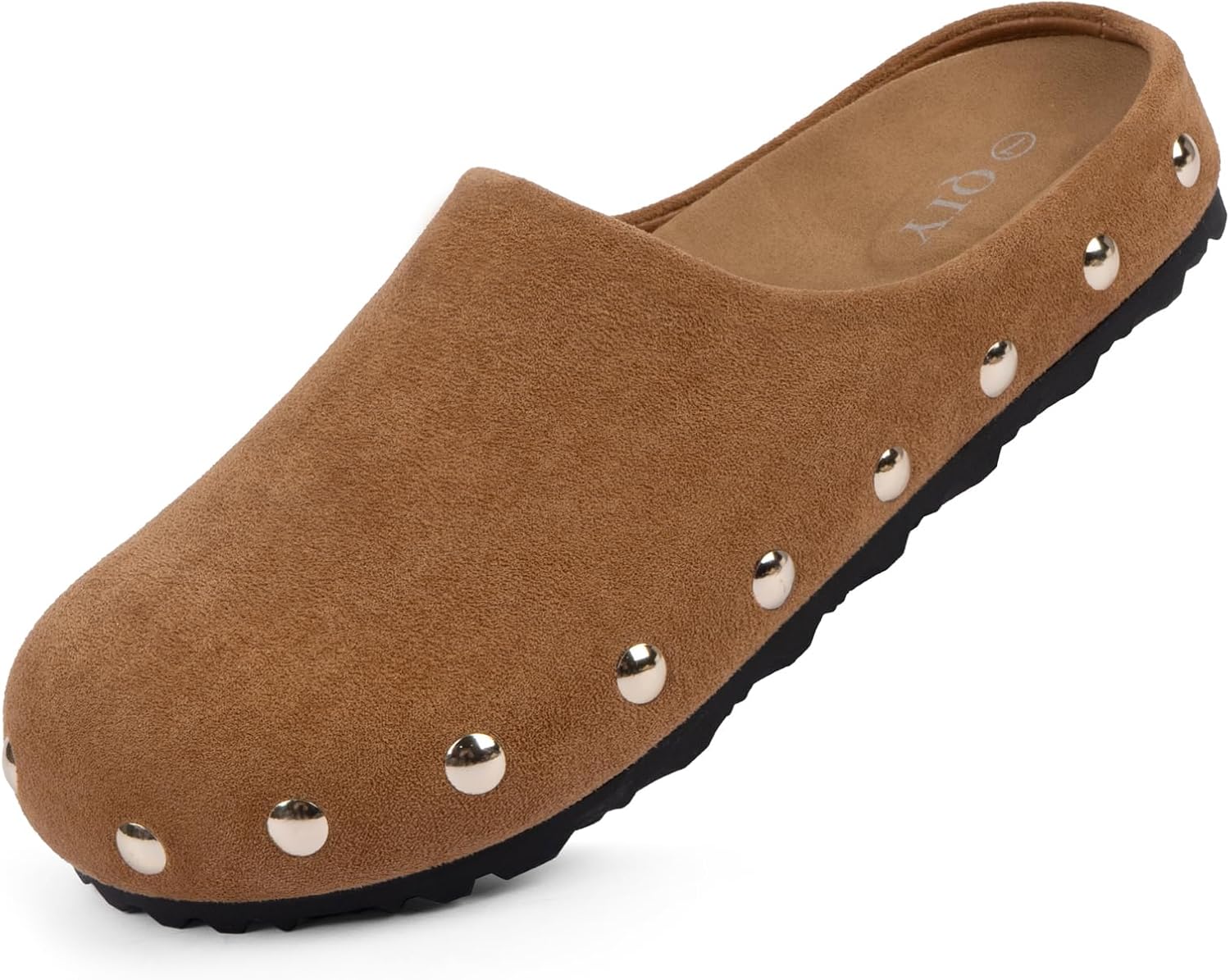 Clogs for Women Slip on Faux Suede Studded Mules Comfortable Footbed Mule Potato Shoes for Women - Image 4