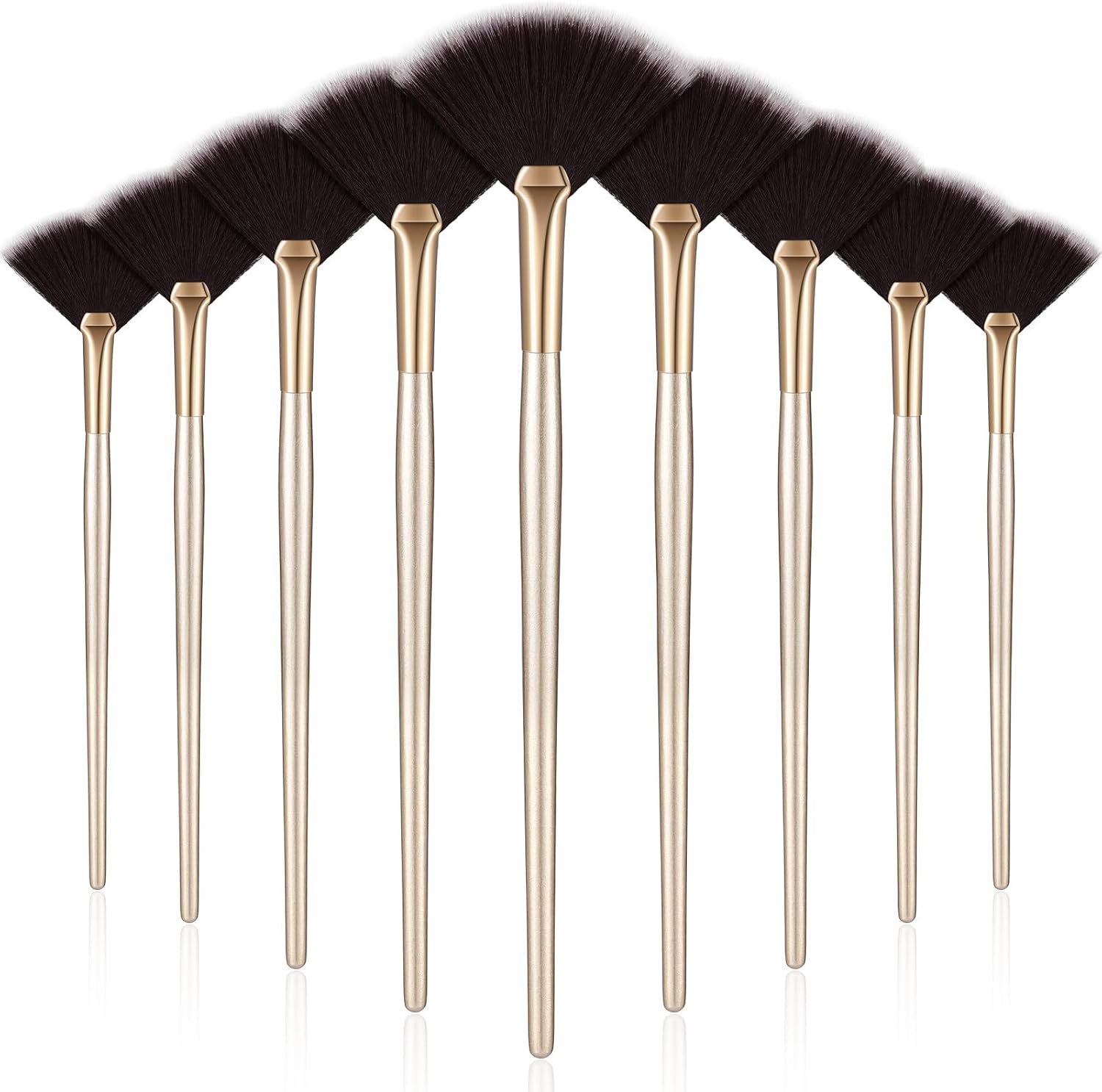 9 Pieces Facial Fan Mask Brushes, Soft Facial Applicator Brushes Tools for Peel Glycolic Makeup for Mud Cream(Champagne)
