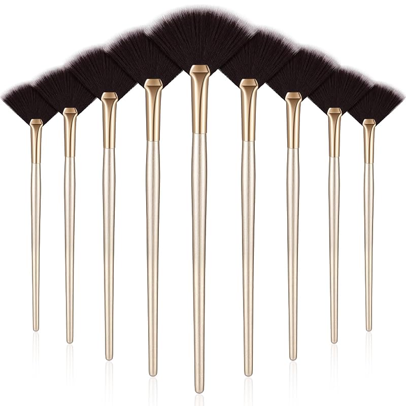 Maitys Kit com 9 Pincéis Leque para Maquiagem Facial, Marrom