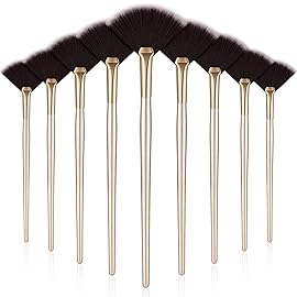 9 Pieces Facial Fan Mask Brushes, Soft Facial Applicator Brushes Tools for Peel Glycolic Makeup for Mud Cream(Brown)