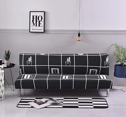 ele ELEOPTION Funda de sofá cama sin brazos para futón, funda de sofá, funda de sofá, funda de sofá universal de tela elástica de tamaño matrimonial