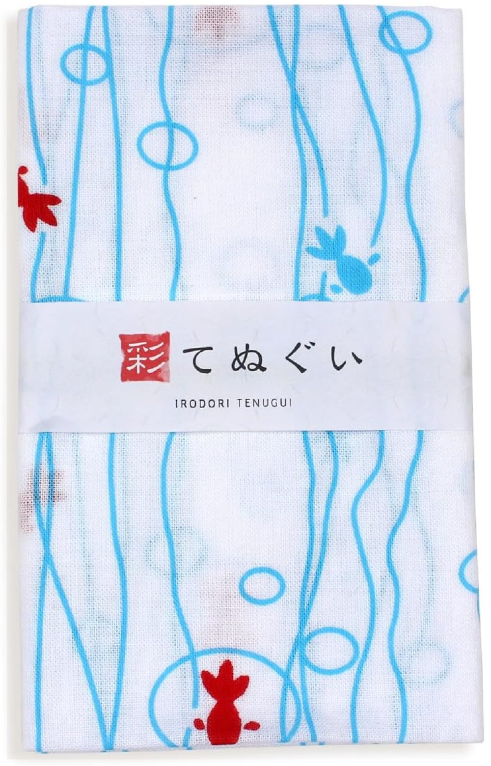 Komesichi Goldfish (White) Irodori Japanese Traditional Towel Tenugui Goldfish White 12.99 X 34.64 In With Tenugui Iroha (English Manual)