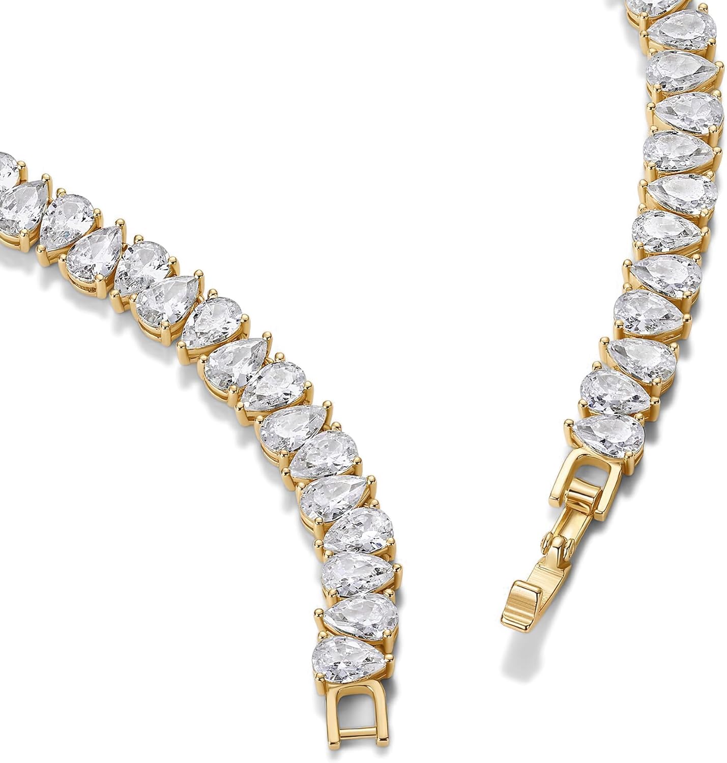 PAVOI 14K Gold Plated Pear Cubic Zirconia Tennis Necklace for Women – Tennis Chain Necklace – Sizes 15" and 18" - Image 3