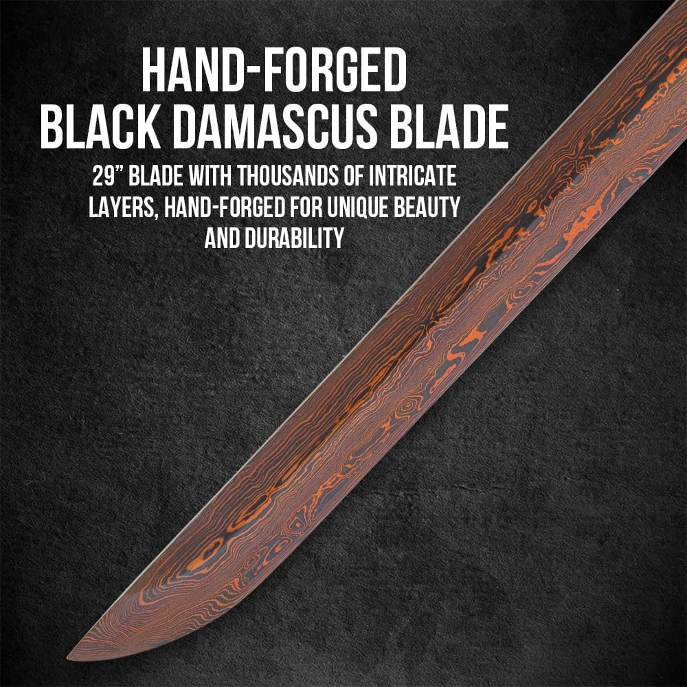 Shinwa Shirasaya Sword – Color Options | Hand-Forged 29" Black Damascus Steel Blade | Traditional Japanese Shirasaya with Lacquered Hardwood Saya and Handle | 40.25" Overall Length Collector Katana