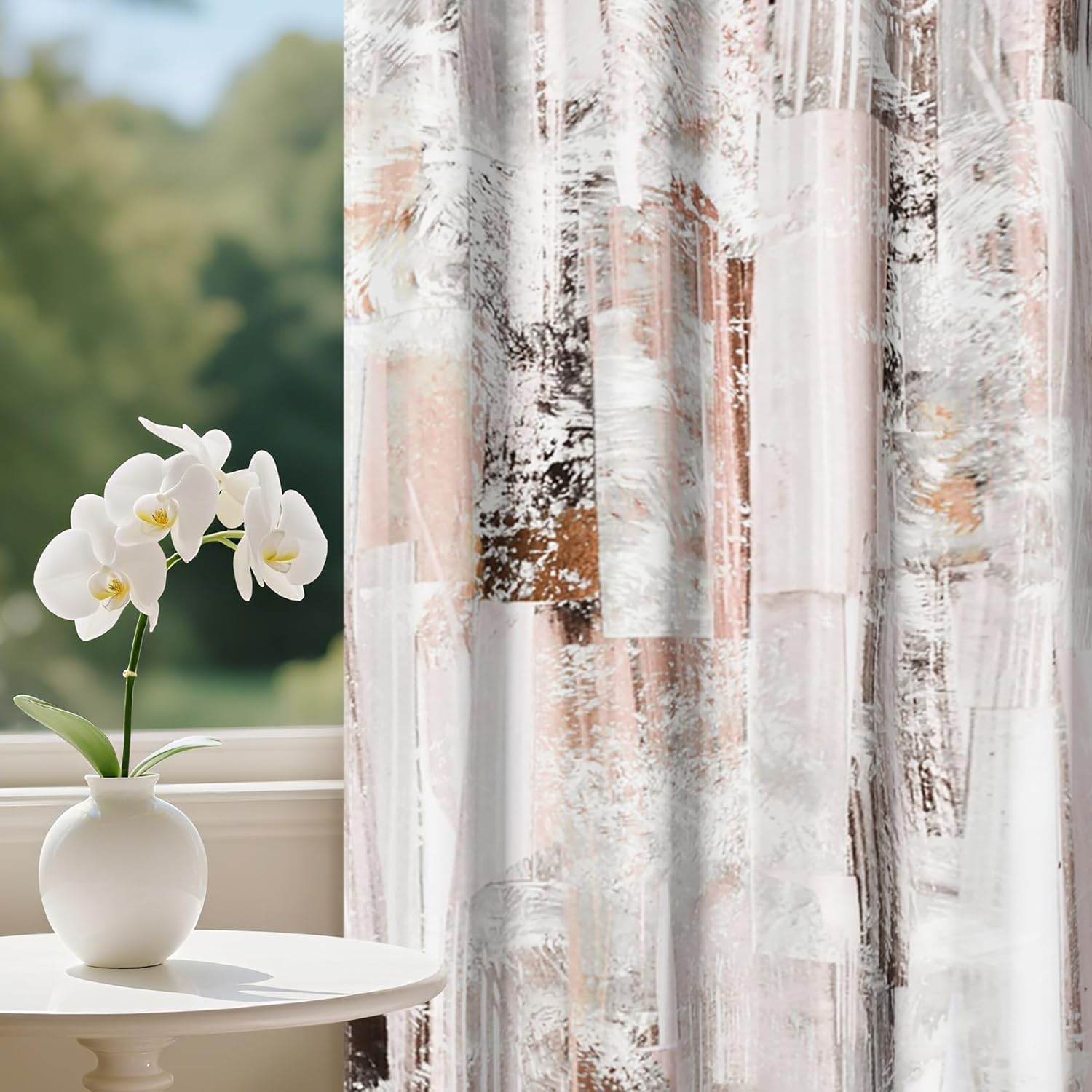 Baocicco Orange Curtains 2 Panels Abstract Rust Curtain 45 Inch Long, Room Darkening Grommet Window Treatments Modern Decorative for Bedroom Living Room, 21Wx45L