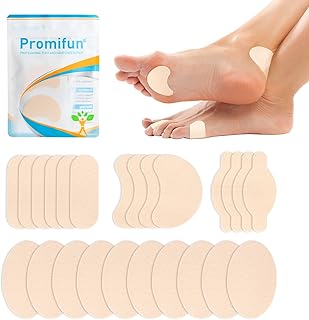 Moleskin Strips with Adhesive Blister Prevention Pads Mole Skin Tape Stickers for Feet Heel Shoes Padding-24 Sheets of 4 Shapes，Beige