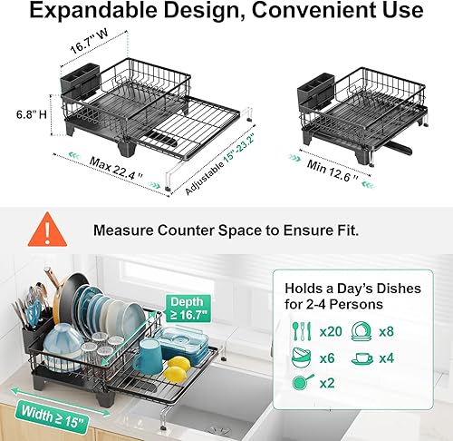 Miniatura 3 de GSlife Escurridor de platos con escurridor  Escurridor de platos resistente con boquilla giratoria escurridor de platos con soportes para tazas