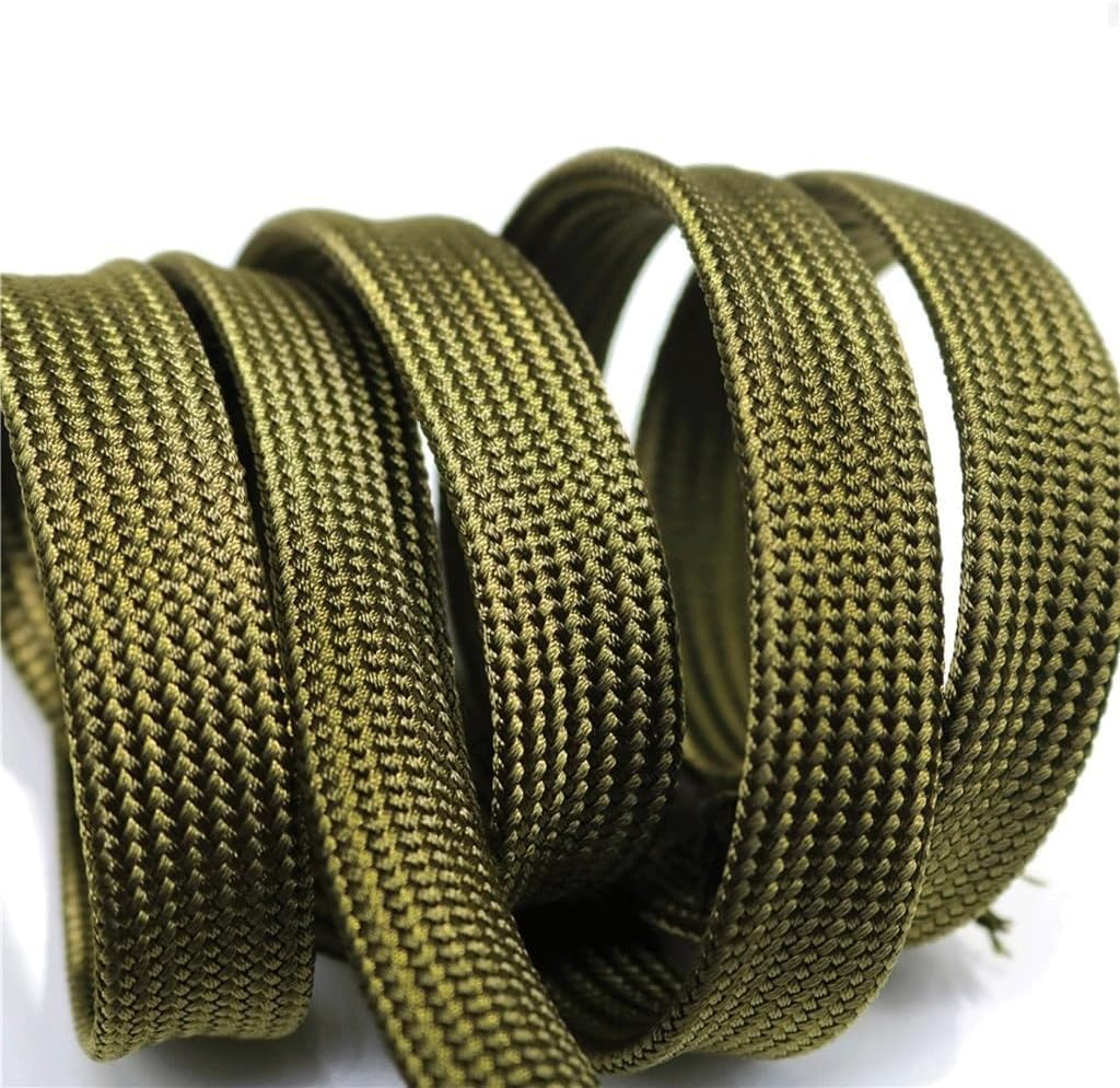 10 Meters Green Cotton Braided Cable Sleeving, for Power Audio Wire Special Shock Absorber Braided Sleeve Cable Tube Sleeves Parts(8mm Flat Size)