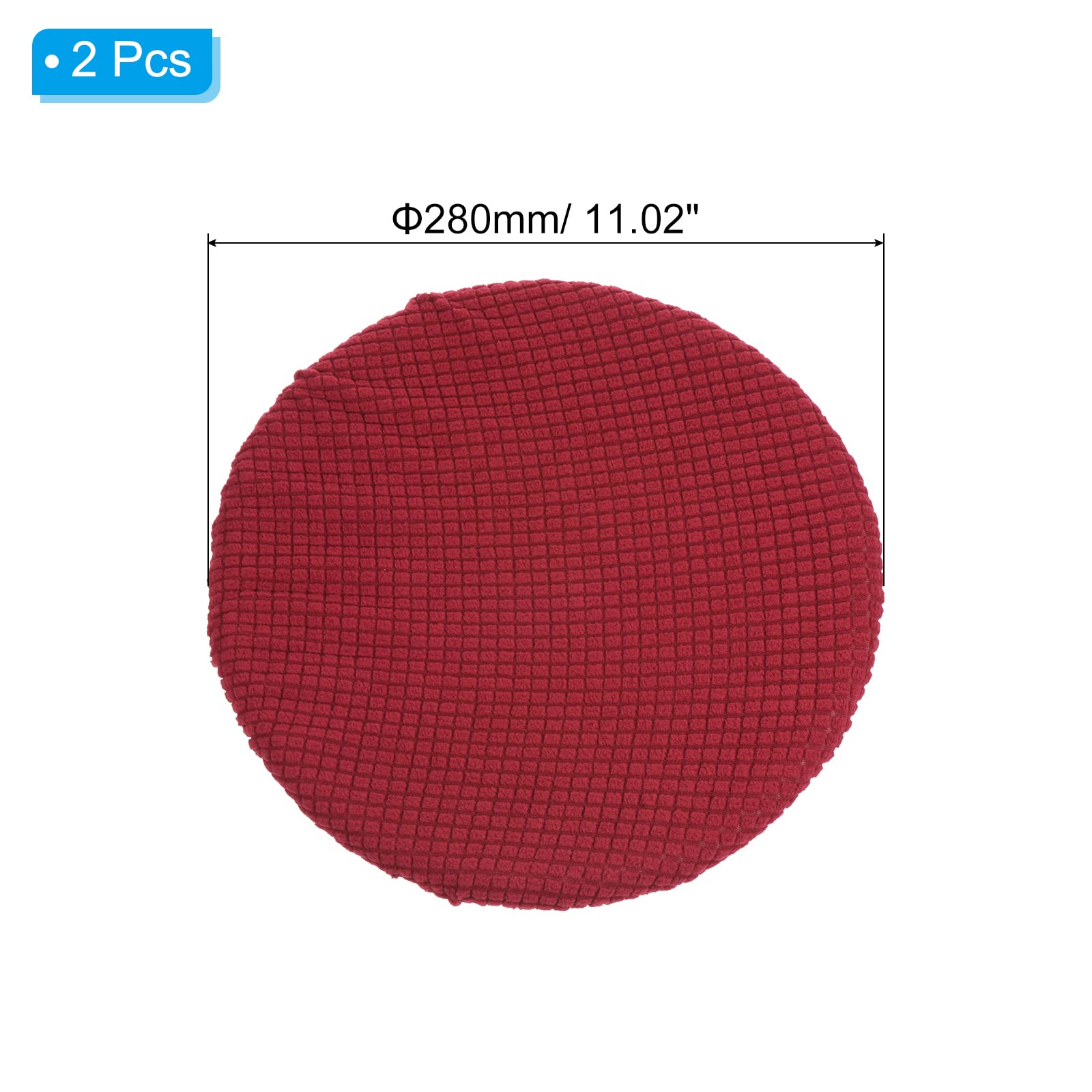 PATIKIL 11" Round Bar Stool Cover, 2 Pack Washable Elastic Stool Cushion Cover for Diameter 11"-16" Chair, Burgundy - Image 2