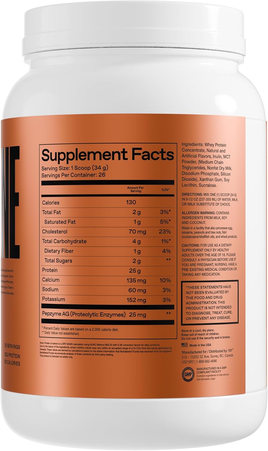 ONE of ONE Whey Protein Powder – 25g Whey Protein Concentrate with Digestive Enzymes, Gluten Free, Low Carb, Post-Workout Recovery – Classic Vanilla Flavor, 2lb