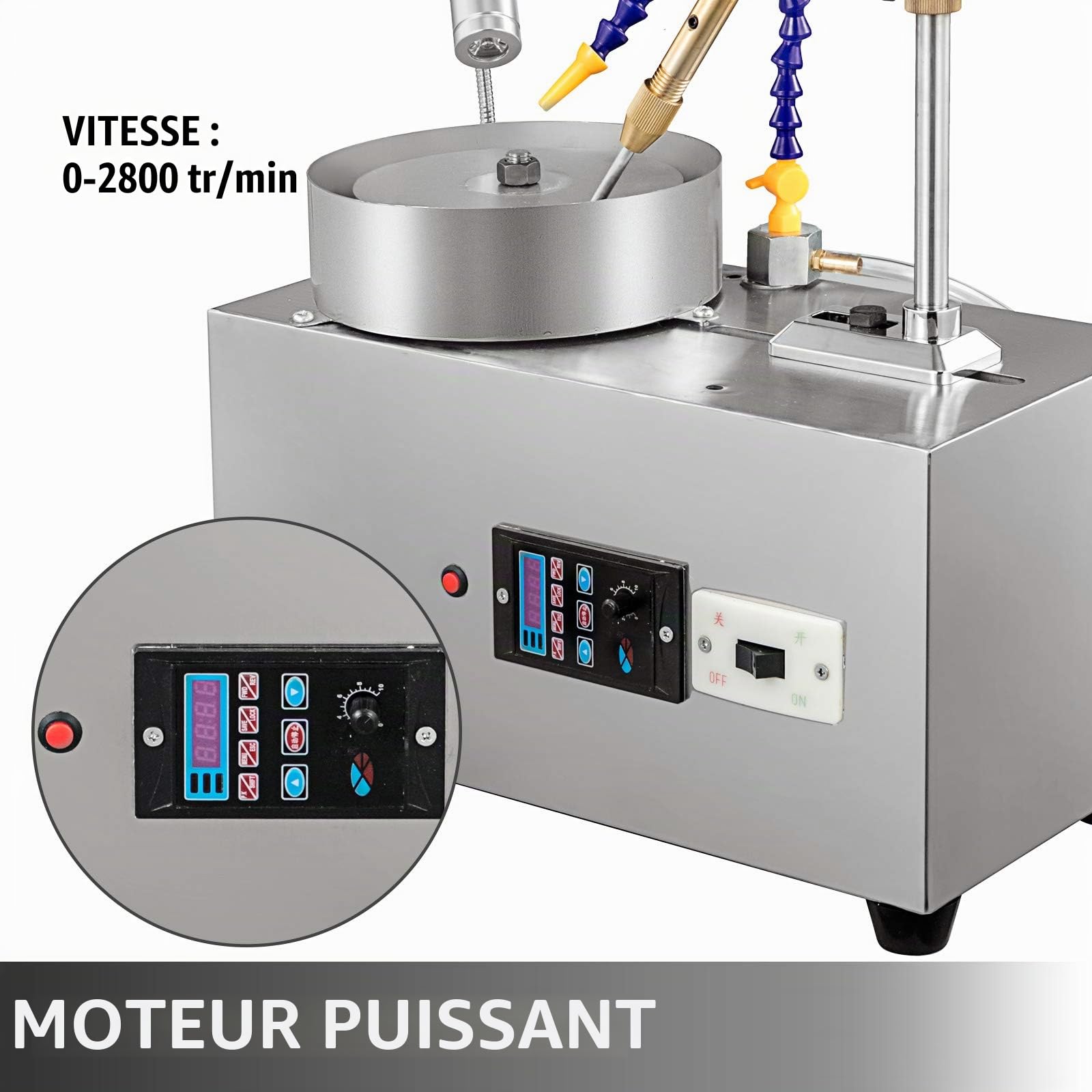 VEVOR Polisseuse Gemmes Machine de Polissage de Bijoux 2800RPM Machine de Polissage de Roche à Facettes Gemmes Machine de Polissage de Tampon Polisseuse de Roche