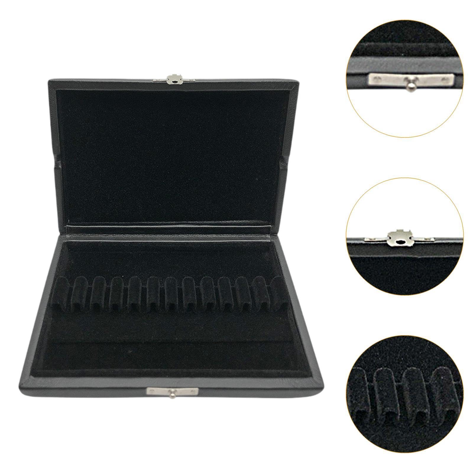jojomis Oboe Reeds Storage Case – 12 Slot PU Leather & Wood Reeds Holder | Portable Reeds Organizer with Flannel Slot for Wind Instrument Accessories
