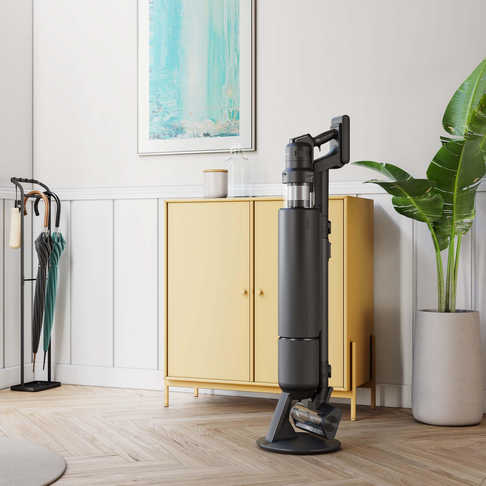Samsung VS90F40EEK/WD Bespoke AI Jet Ultra Akku+ CompleteClean, Akku-Handstaubsauger inkl. Zubehör, 400 W, 2 Akkus, All-In-One-Station, Active Dual & Slim LED+ Bürste, Pet Tool+, Satin Black