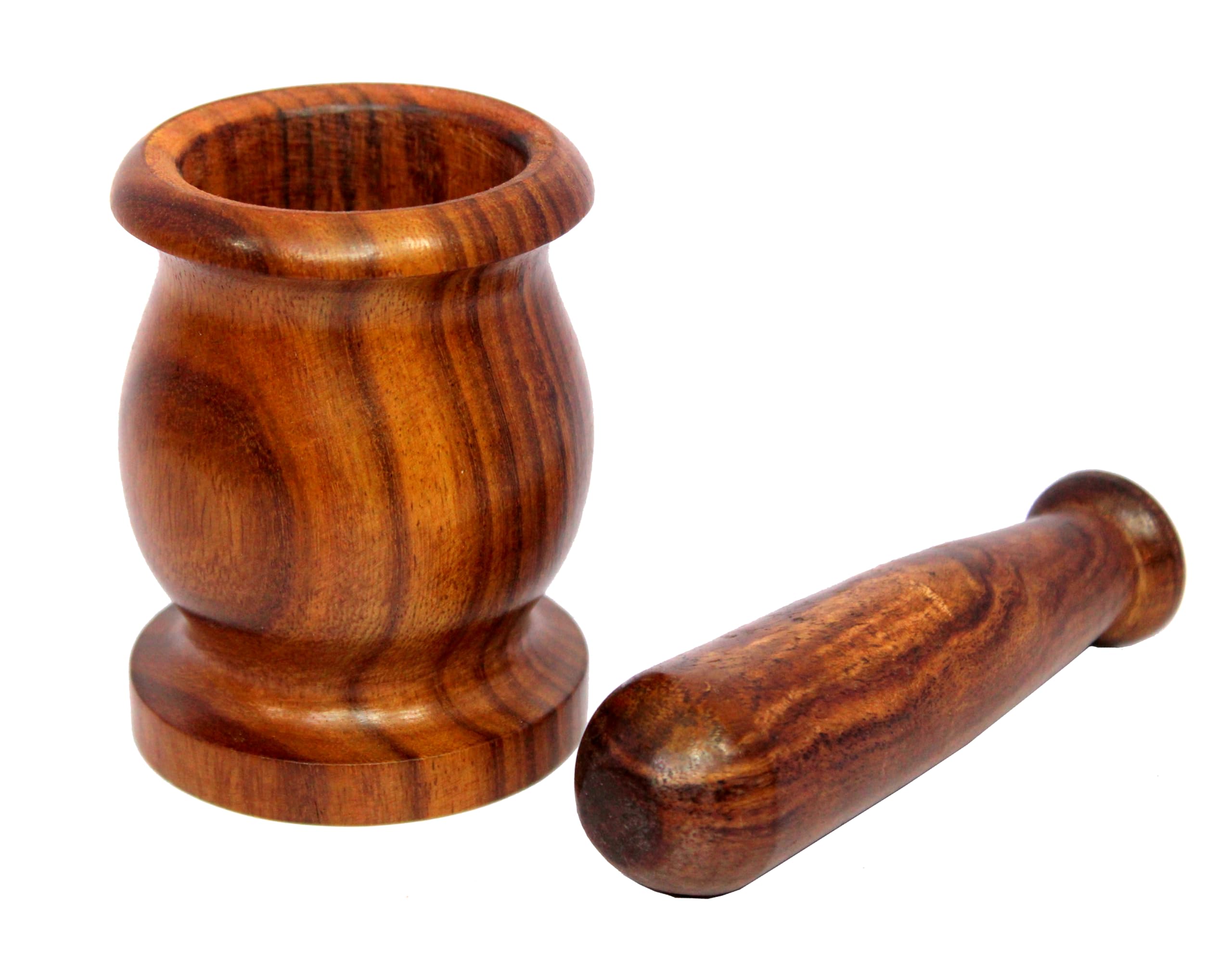 KLEO Wooden Grinder Masher for Spices & Medicine | Okhli Musal Set | Mortar Pestle Set | Imaam Dasta, Kharal, Khalbatta for Kitchen (Brown, 3.5" Inches) - Image 6 thumbnail