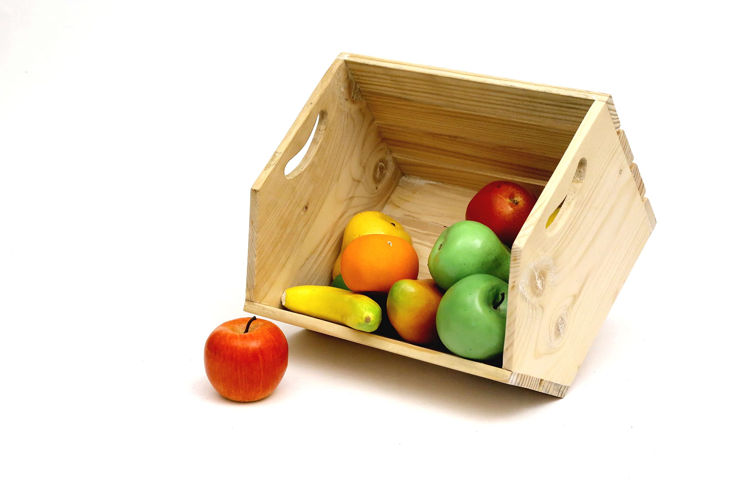 Woodsala Pine Wood Fruit & Vegetable Crates Cottage Style Crate Organizer (Medium)