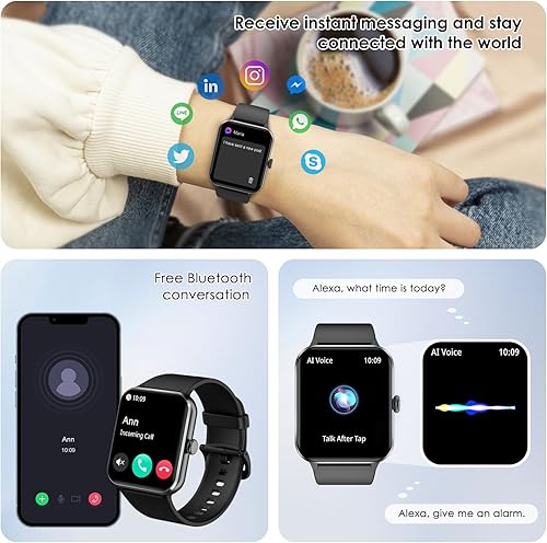 Miniatura 2 de Reloj inteligente (respuestahacer llamada), reloj inteligente de 1.85 pulgadas para hombres y mujeres, más de 100 modos deportivos, podómetro,