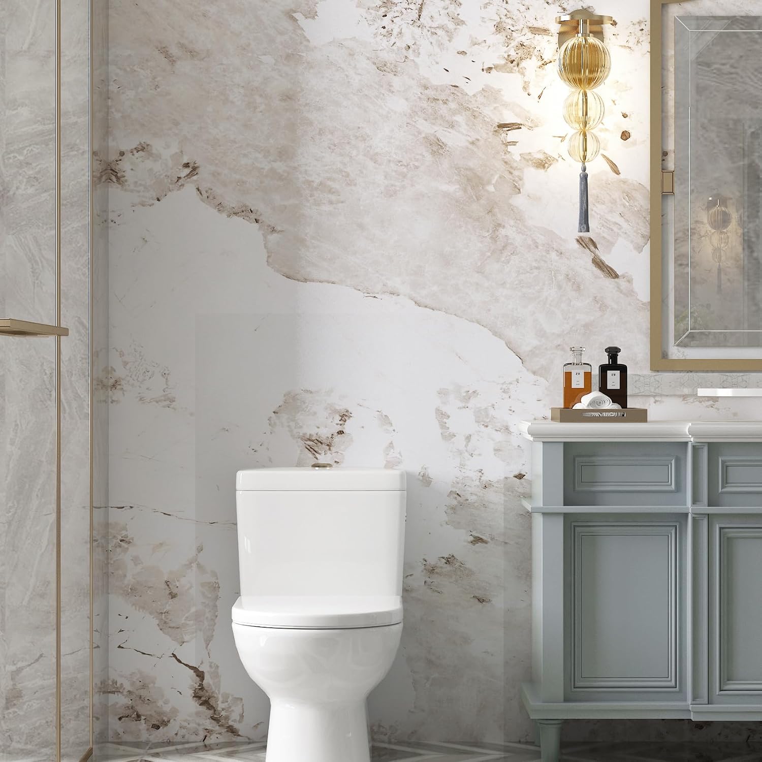 YENHOME 17.7"X118" Brown Marble Contact Paper Peel and Stick Countertops Waterproof Neutral Tones Marble Wallpaper for Wall Countertop Contact Paper Heat Resistant Brown Vinyl Wrap Easy Install